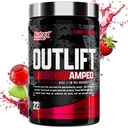OUTLIFT Amped Max Dosed HØJT STIM Pre Workout Powder, 6G Citrullin, 3.2G Beta alanine, Alpha GPC, CognatiQ, Extreme Energy, Massive Pumper, Styrke, Elektrolytter, Nootropics, Frugt Punch, 22 Serveringer
