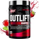 OUTLIFT Amped Max Dosed HØJT STIM Pre Workout Powder, 6G Citrullin, 3.2G Beta alanine, Alpha GPC, CognatiQ, Extreme Energy, Massive Pumper, Styrke, Elektrolytter, Nootropics, Frugt Punch, 22 Serveringer
