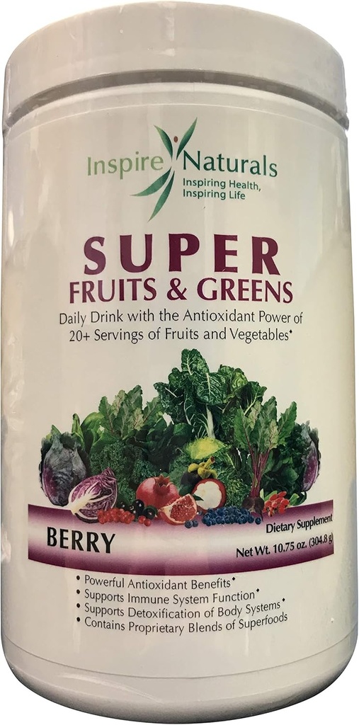 Super Fruits and Greens, Doctor Anbefalet Best Tasting All Natural Super Food w / 20 + Frugter & Grøntsager (Berry)