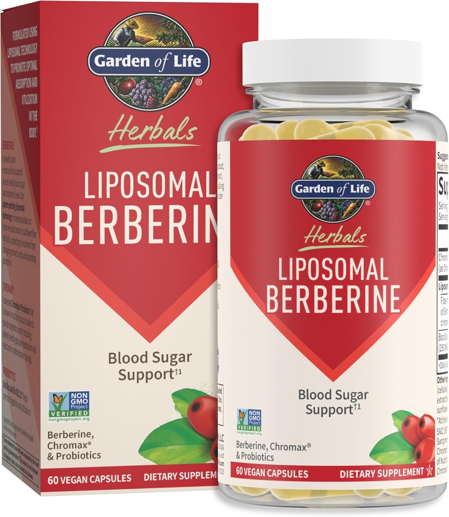 Livets have Liposomal Berberine og Chrom Picolinate for Already Sund Blood Sugar, Glucose Metabolisme og Cholesterol - Probiotika til nem fordøjelse - Ikke GMO, Gluten Free, Kosher, 30 Servere