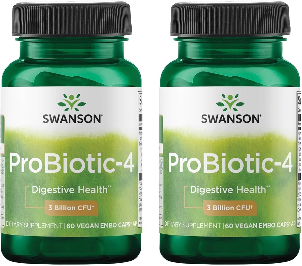 Swanson Probiotic-4 3 milliarder Cfu 60 Veg Caps (2 Pack)
