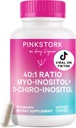 Pink Stork Inositol Supplement for kvinder - 40: 1 Myo-Inositol & D-Chiro Inositol - Hormone Balance, Fertilitet & Ovarial Support - Cykelregularitet & Metabolic Wellness, 30 Serveringer