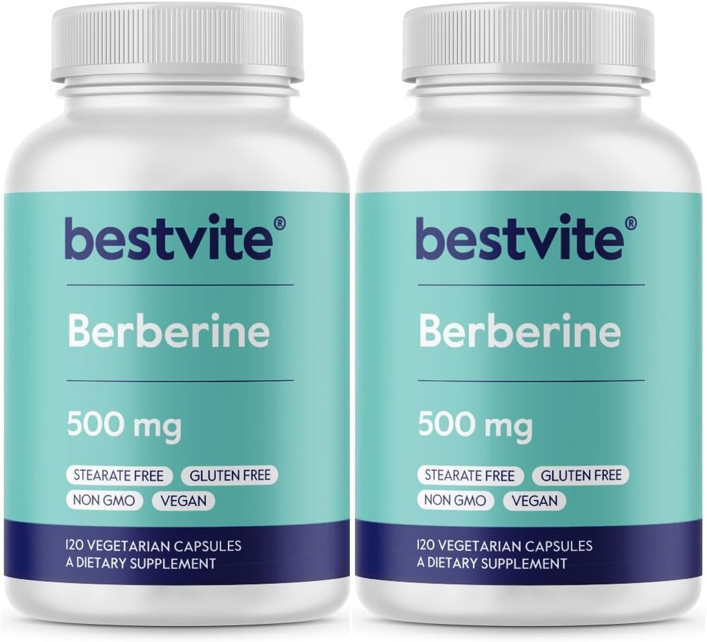 Berberine 500mg (240 vegetariske kapsler) (2- Pack) - No Fillers - No Stearates - No Flow Agents - Vegan - Gluten Free - Ikke GMO