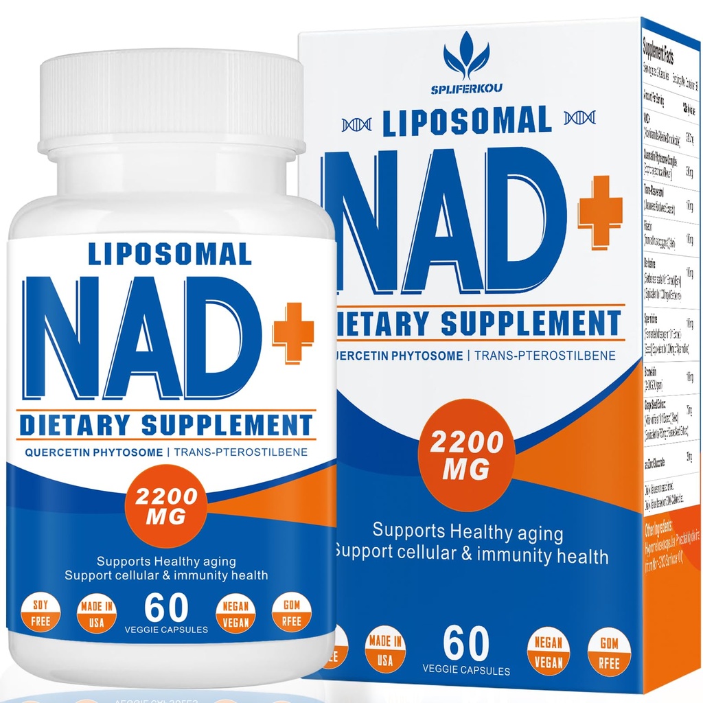 2200mg Liposomal NAD + Supplement - Forbedrer Cell Energy & Aging Defese, 60 kapsler