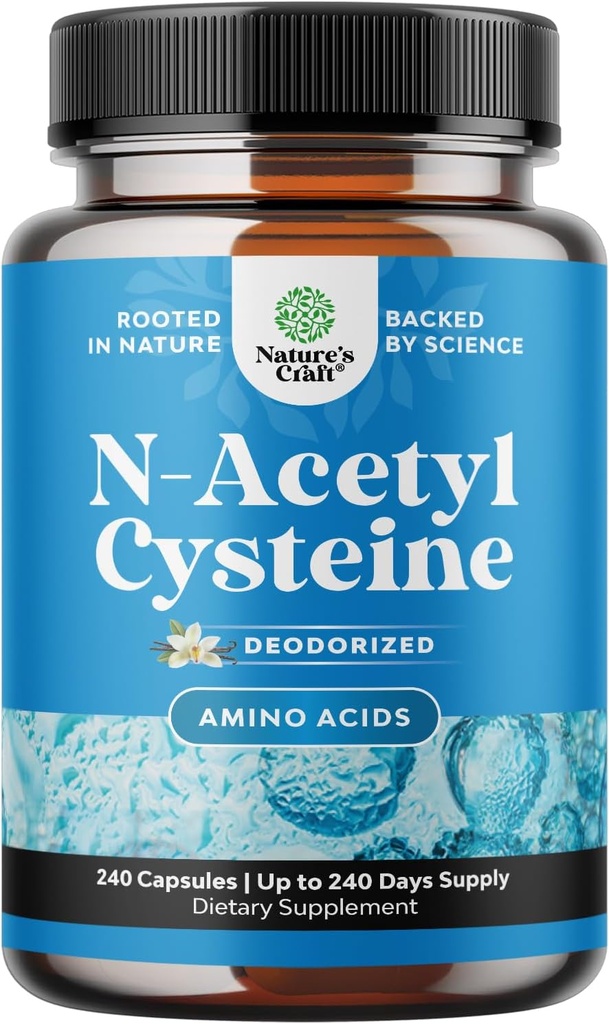 NAC Supplement N- Acetyl Cysteine 600mg - Vegan High Absorption Non- Lumelly NAC 600 mg Kapsler Glutathione Precursor til lever Cleanse Detox & Reparation Plus Lung Health og Immunity Support (240ct)