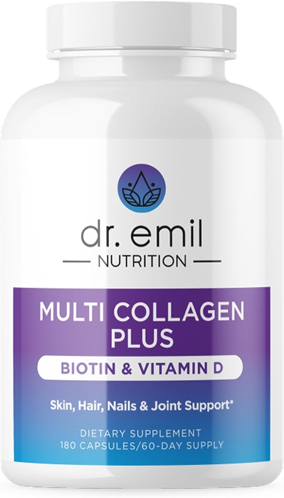 DR. EMIL NUTRITION Multi Collagen Peptides Plus Biotin and Vitamin D | Biotin & Collagen Supplements | Hair Skin & Nails | Biotin Pills Hair Growth | 60 Servings