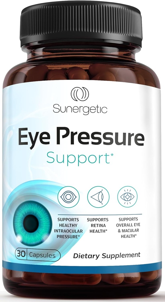Sunergetic Premium Eye Pressure Support - Eye Pressure Support med Safran, Lutein, Zeaxanthin, Bilberry & Pine Bark - Understøtter Okulær sundhed & Samlet Vision - 30 Greve