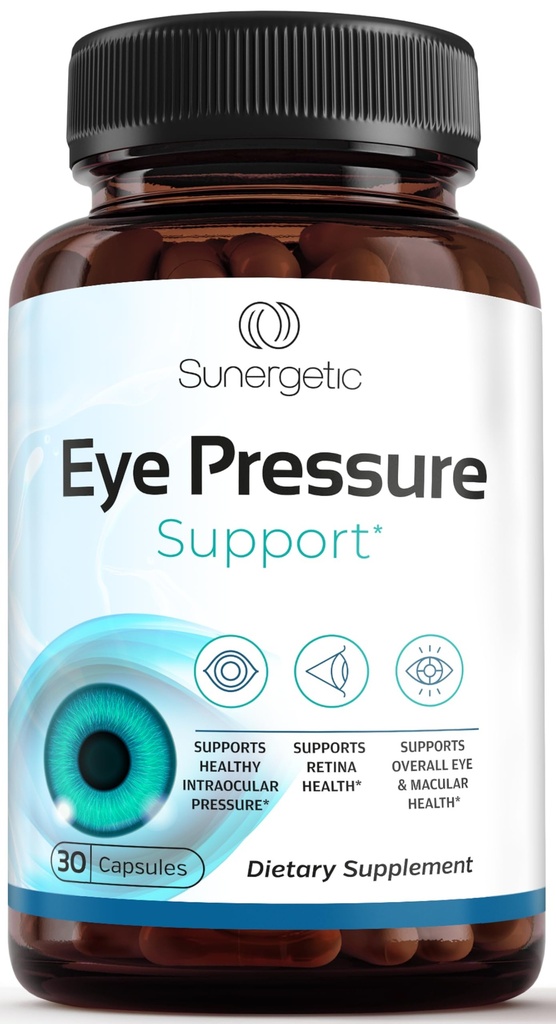 Sunergetic Premium Eye Pressure Support - Eye Pressure Support med Safran, Lutein, Zeaxanthin, Bilberry & Pine Bark - Understøtter Okulær sundhed & Samlet Vision - 30 Greve