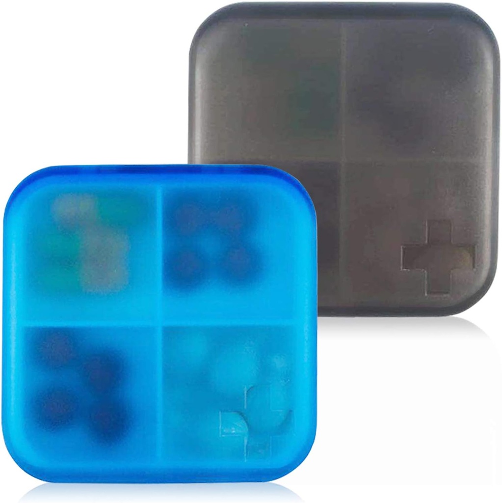2 Pack Portable Travel Pill Organizer sag for Pocket eller Purse Cute lille Daily Pill Box BPA Gratis Plastic Medicin Vitamin Holder Container (4 afdelinger)