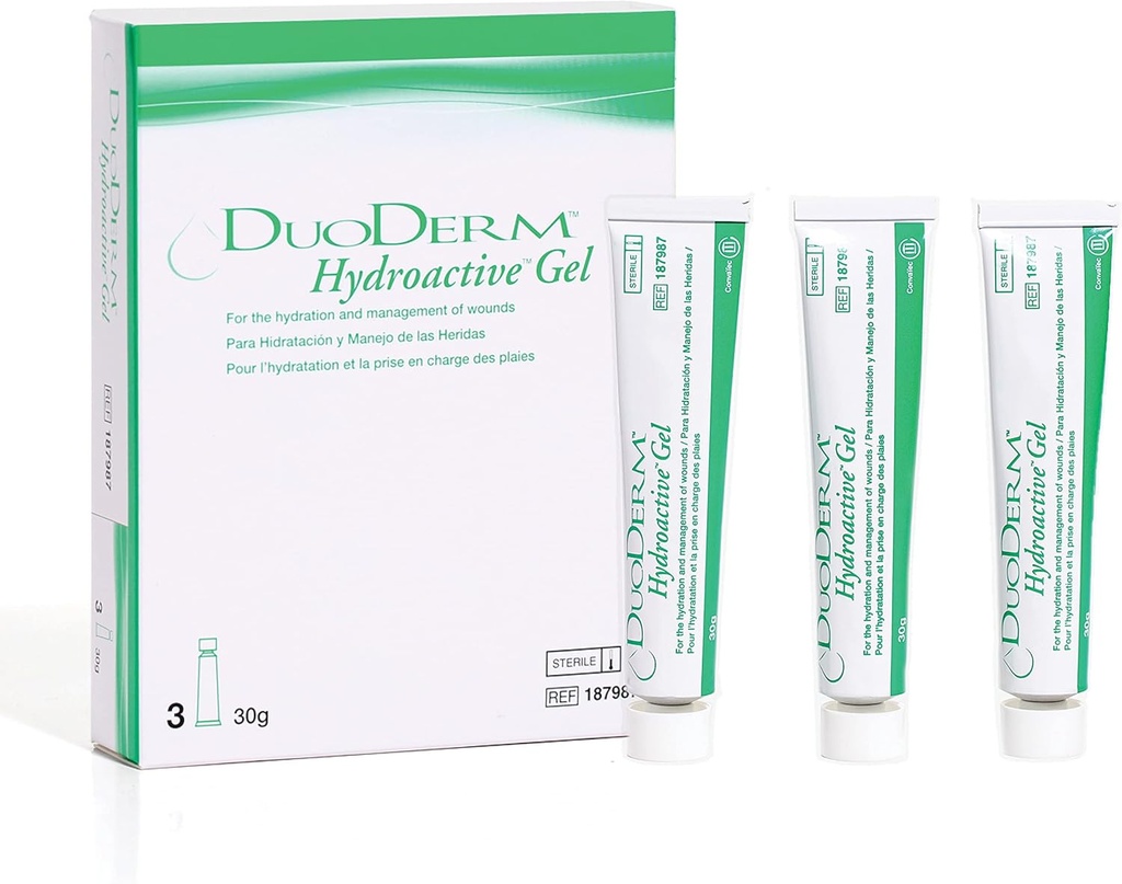 ConvaTec DuoDERM Hydroactive Steril Gel, 30 Bedste Tube til forvaltning af partielle og Full- Tykkelse Sår, hjælpemidler Autolytisk debridement, 187987, Box med 3 rør