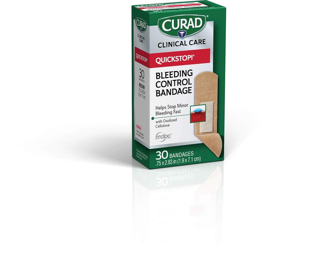 Curad Quickstop Flex- Fabric Bandages, Quickstop Blødning Control Technology, 0,75 "x 2,83", 30 Greve (pakke med 3)
