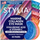 Stylia Collagen & C-vitamin under øjenplastre til Puffy Eyes & Dark Circles - Nedpumpning, Hydrating & Firming Under Eye Mask med Hyaluronsyre - Vegan, Cruelty- Free Skincare (30 par)
