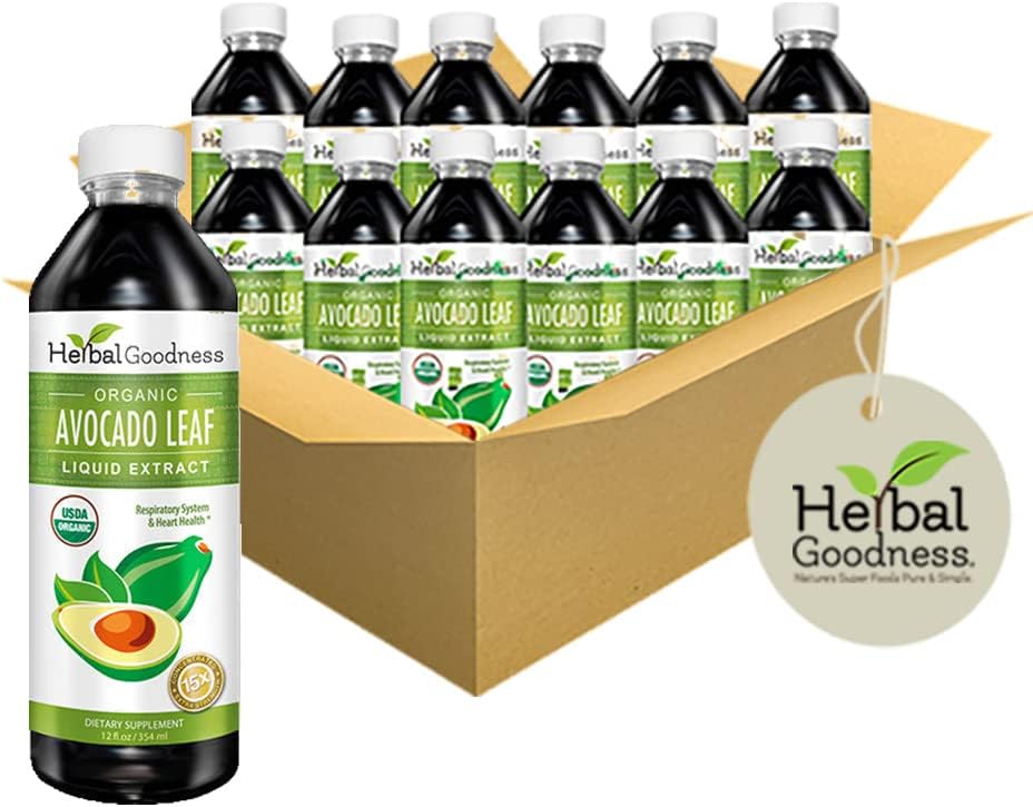 Herbal Goodness Avocado Leaf Extract Liquid Supplement - Probiotisk Protein Gut Health Fiber Supplement Bone Health & Immunsupport -12 (12oz) btls (Pack of 12)