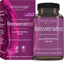 Reserveage Skønhed, Resveratrol 250 mg, Antioxidant supplement til hjerte og cellulær sundhed, understøtter sund aldring og immunsystem, Paleo, Keto, 30 kapsler
