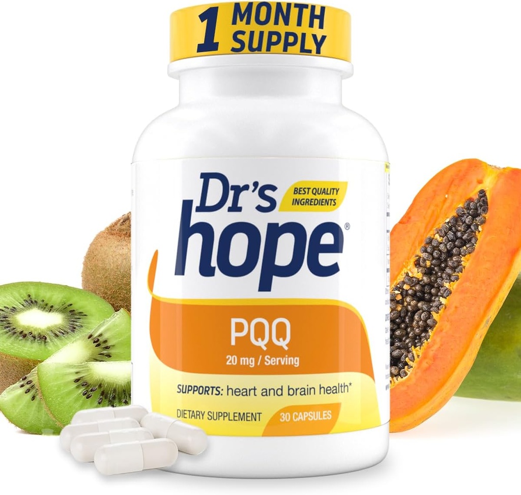 Dr 's Hope Pyrroloquinoline Quinone Supplement 20 mg - fremmer hjerne, hjerte & mental ydeevne - Til muskelfunktion, energiproduktion & lang levetid - Gluten Free - 30 Veganske kapsler - 1 måned Supply