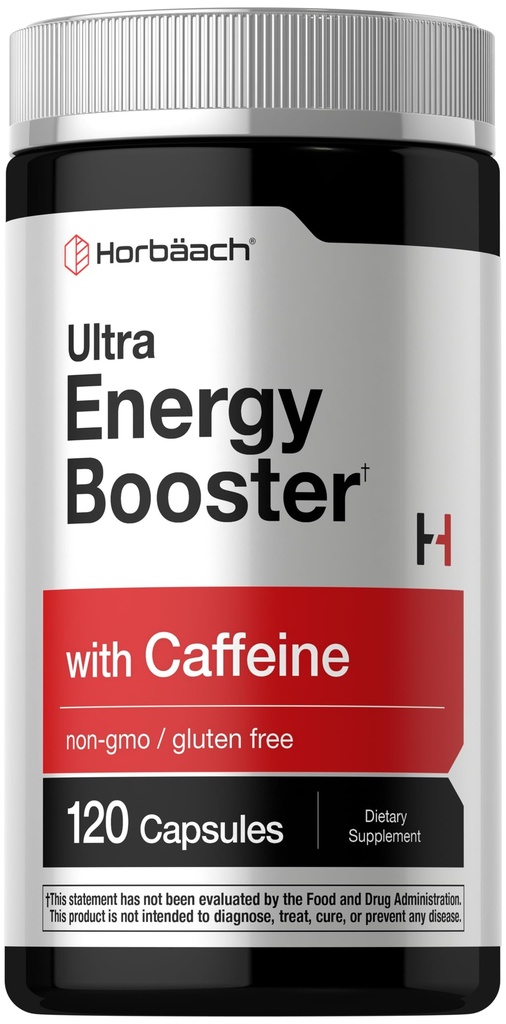 Horbäach Energy Support 124; 120 Kapsler er 124; med koffein, Ginseng & Vitamin B12