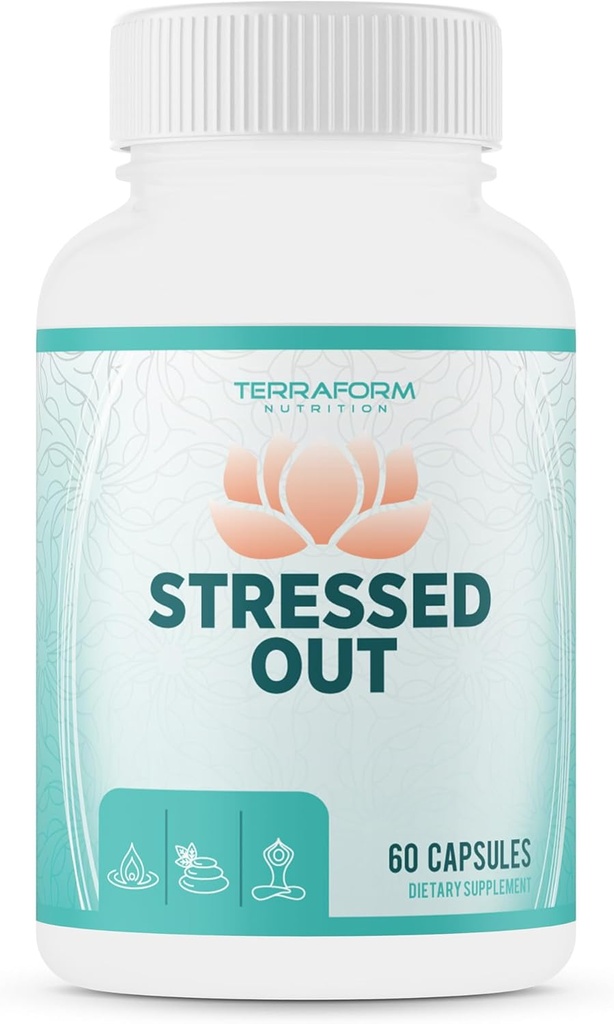 Stressed Out - Mental Focus & Afslapning Supplement - 60 Kapsler - USA Made - 1 Måned Supply