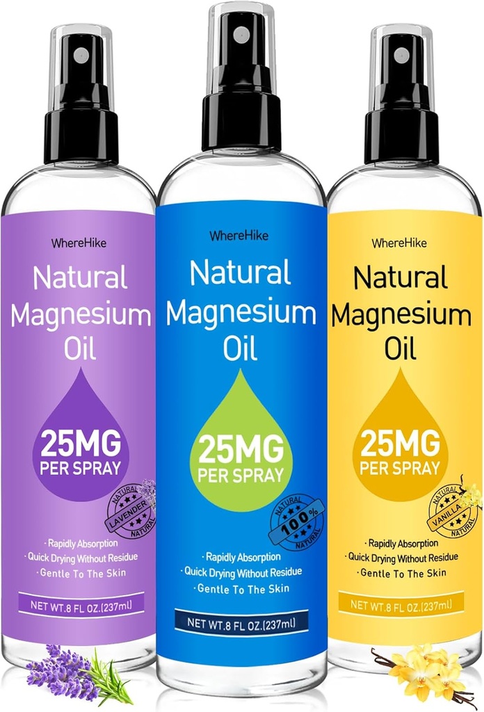Magnesium Spray, Pure Magnesium Oil Spray til Feet, Ideel gave til muskelafslapning & bedre søvn, hurtig absorption, hurtig tørring uden rester-Unflavored.
