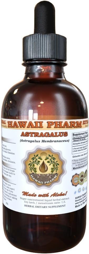Hawaii iPharm Astragalus Liquid Extract, Organic Astragalus (Astragalus membranaceus) Tørret Root Tinktur Supplement 4 oz