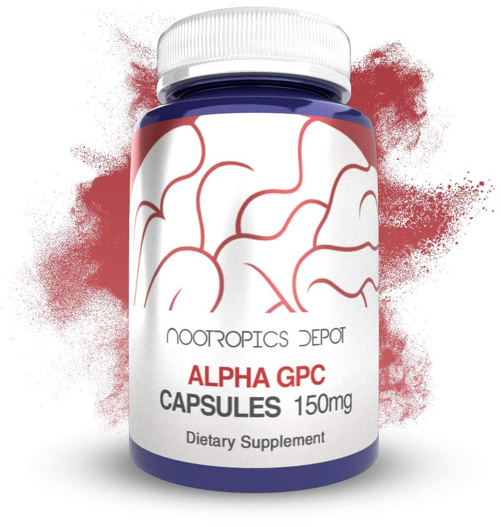 Nootropics Depot Alpha GPC Capsules Measures 124; 150mg Measures 124; 180 Greve Measures 124; Kolinerg Supplement Measures 124; Brain Health Supplement Measures 124; Understøtter sund hjerne Funktion Measures 124; Forbedre kognition, hukommelse + fokus