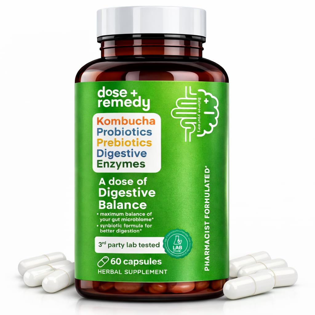 En dosis af fordøjelsesmæssig Balance- Gut Health Supplement- USDA- Kombucha, 7 Probiotiske Strops og Prebiotika til Microbiome- fordøjelsesenzymer til Digestion- Bloating Relief for kvinder og mænd