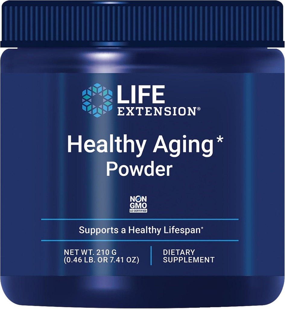 Life Extension Sund Aging Powder, Sund Aging Supplement, Heart Health, Brain Health, Motion Performance, Taurine, Lithium, spermidin, Powder Blend, Non- GMO, Vegetar, 30 Tjenester