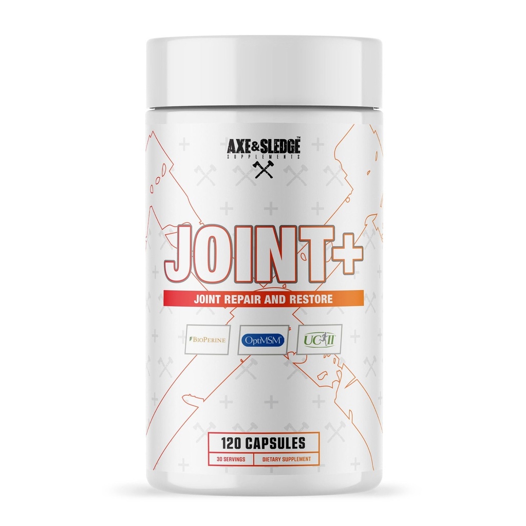 Axe & Sledge Joint + membran; Joint Health Support Supplement med UC- II Collagen, Glucosamin, MSM, Bioperine membran 124; 1g Glucosamin, 500mg OptiMSM, 40mg UC- II Collagen membran 124; 30 Servere