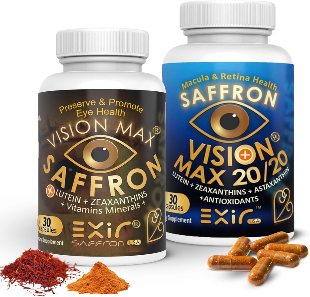 EXIR Eye Vitamin Kosttilskud, sæt af 2, understøtter Retina Macular, 60 kapsler