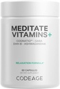 Kodeage Meditat Vitaminer + tillæg - CognatiQ, DH- B, GABA, Ashwagandha, Organic Mushrooms, Blåbær - BDNF Brain Pills and Neuroprotein - Vegan, Non- GMO, Gluten- Free - 60 Kapsler