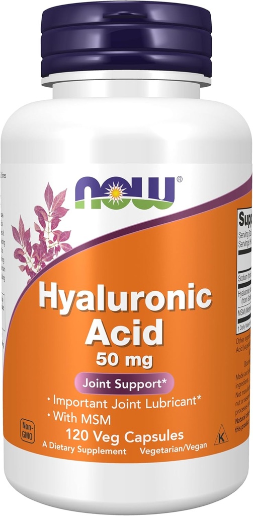 Now Foods Supplements, Hyaluronsyre 50 mg med MSM, fælles støtte *, 120 Veg kapsler