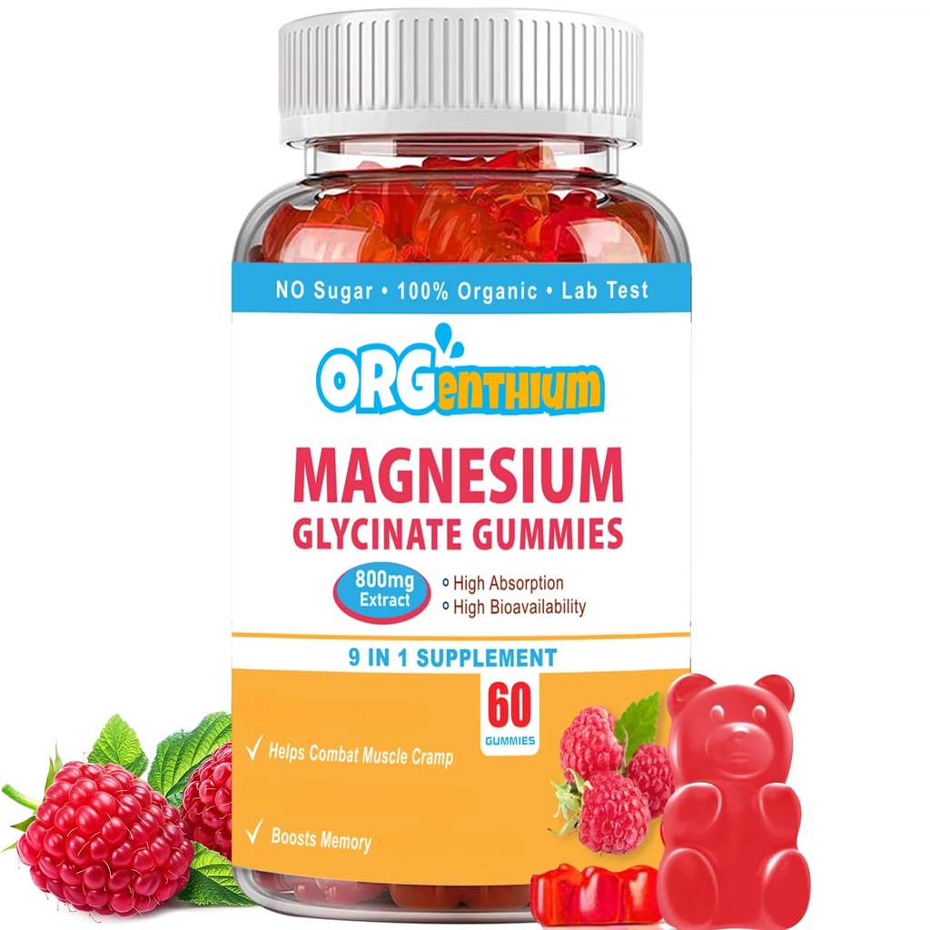 Magnesium Glycinat Gummies 500 mg med L- Threonat, D-vitamin, B6, Kalium & CoQ10