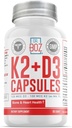 Dr. Boz - K2 + D3 Kapsler, 66 Servering - Vitamin D3 K2 Supplement med BioPerine - Bone & Heart Health - Forbedret Absorption - Kvalitetstestet - Lavet i USA - 5000iu (D3) - 400iu (K2) - Selvomsorg