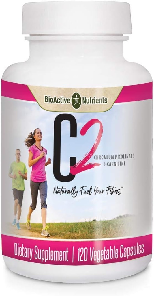Bioactive Nutrients C2-Chrom Picolinat med L- Carnitin til støtte for metabolismen af fedt og kulhydrater - 120 Vegetabilske kapsler - Ingen konserveringsmidler