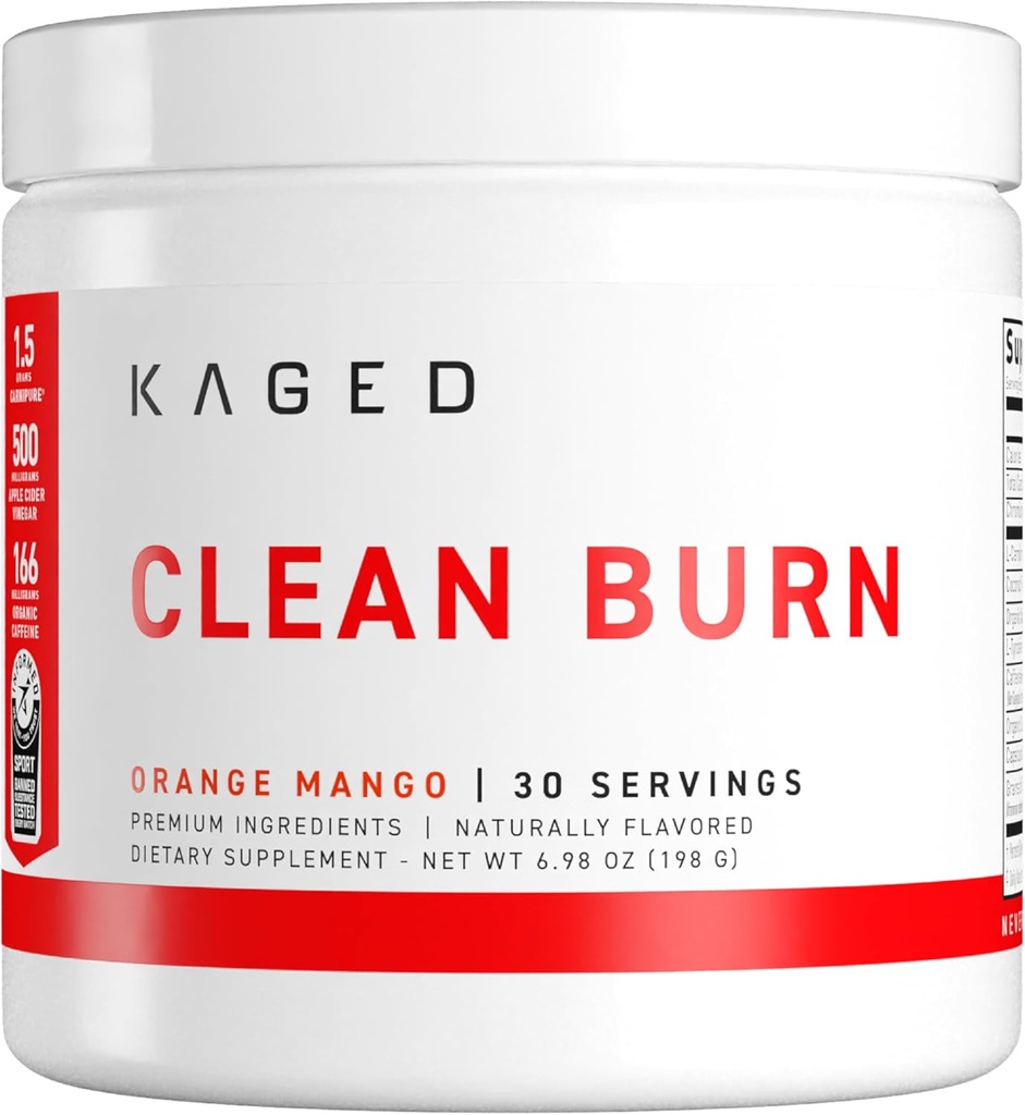 Kaged Clean Burn Powder Medic124; Orange Mango Medic124; Thermogen Weight Management Medical 124; Boost Metabolisme Medical 124; Organisk Koffein, Apple Cider Vinagar 124; Kosttilskud til mænd og kvinder Medical