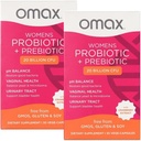 2 Pack Omax Prebiotics & Probiotics Complex for Women, pH Balance, Vaginal Health, Urinary Tract, Yeast, UTI / BV Prevention, Bloating pH 20 Billion CFU Shue 124; Vegan, Organic, Gluten Free, 60 Vege- Kapsler