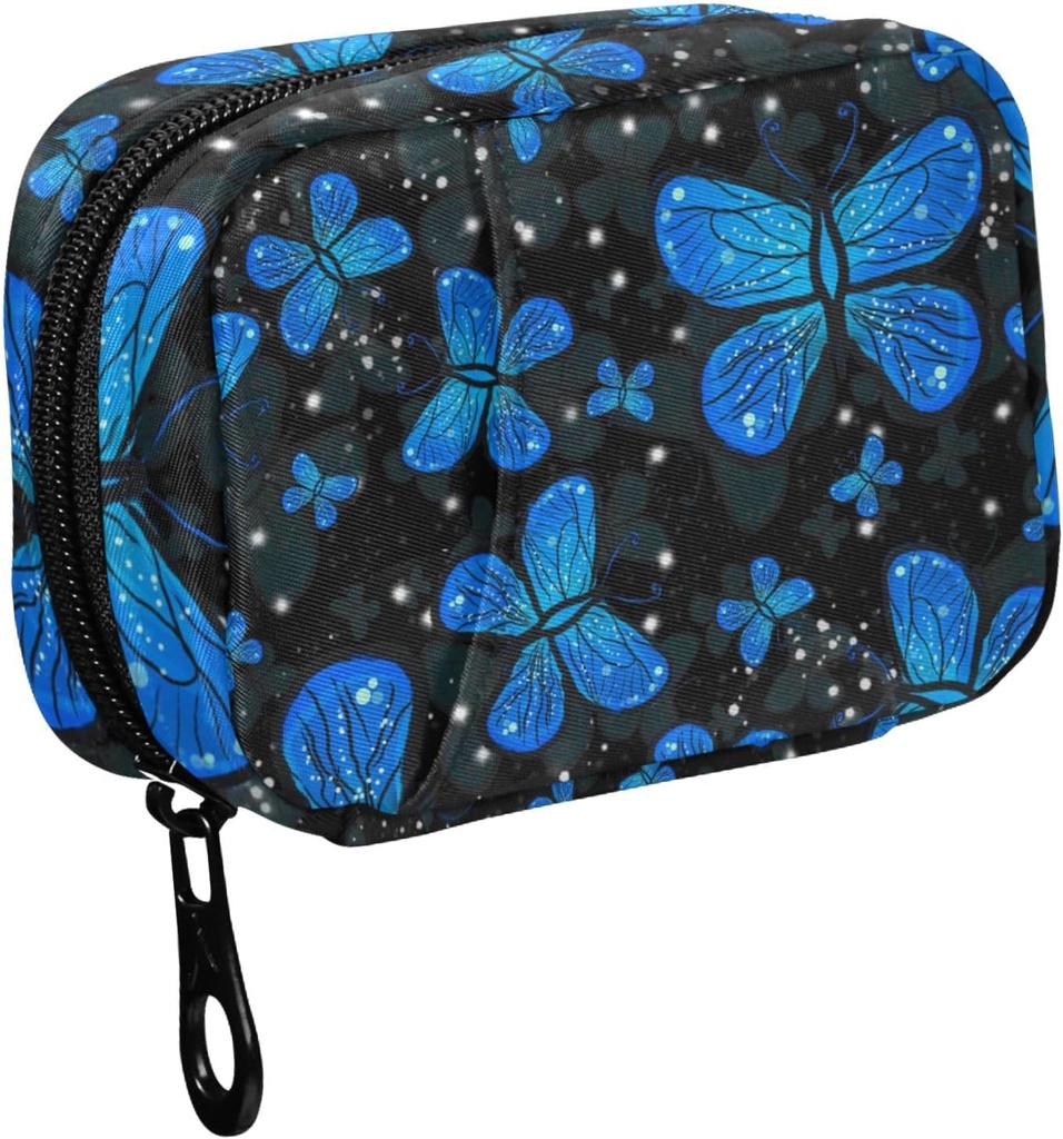 Fustylead Blå Butterfly med Night Gradient Farve Pill Arrangører 2 gange en dag Pill Case Bag med lynlås Portable Ugentlige Pill Dispensere til Vitamin supplement