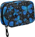 Fustylead Blå Butterfly med Night Gradient Farve Pill Arrangører 2 gange en dag Pill Case Bag med lynlås Portable Ugentlige Pill Dispensere til Vitamin supplement