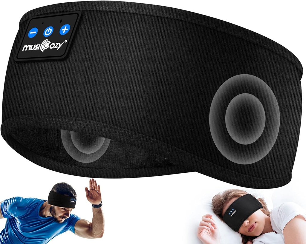 MUSICOZY Sovehovedtelefoner Bluetooth 5.4 Headband, Sport Trådløse Earphones Sved Resistent Earbuds Sovende Headphone med Ultra-Thin HD Stereo Speaker til træning kører Cool Gadgets Unik Gaver