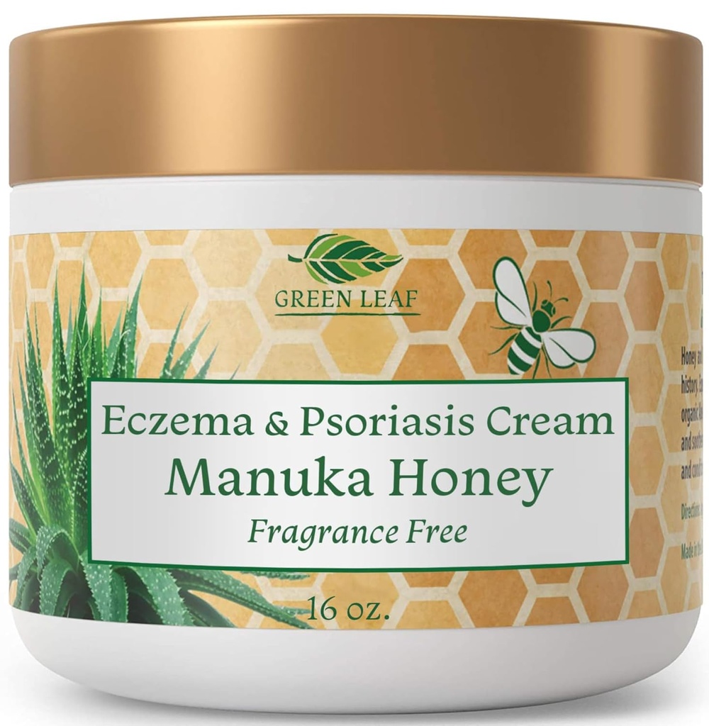 Manuka honning eczema creme fugtgivende lotion fragrance fri for psoriasis Relief - Itchy, tør hududslæt salve - hud beroligende moisturizer - krop og ansigt creme - børn og voksne 16oz