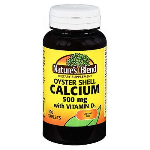 Nature's Blend Oyster Shell Calcium 500 mg + D - 100 Tablets, Pack of 2