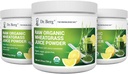 Dr. Berg 's Raw Wheatgrass Juice Powder (60 Servere) - USDA Certified Organic Wheatgrass Powder w / Chlorophyll, Trace Minerals & Natural Enzymes - Ultra- Concentrated - Lemon Flavor w / Stevia 3 Pack