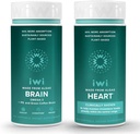 Iwi Life Brain & Heart Omega-3 Bundle, 30 Servering, Vegan Plant- baseret Alger Omega 3, Krill & Fish Oil Alternativ, Ingen Fishy Aftersmage