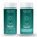 Iwi Life Brain & Heart Omega-3 Bundle, 30 Servering, Vegan Plant- baseret Alger Omega 3, Krill & Fish Oil Alternativ, Ingen Fishy Aftersmage