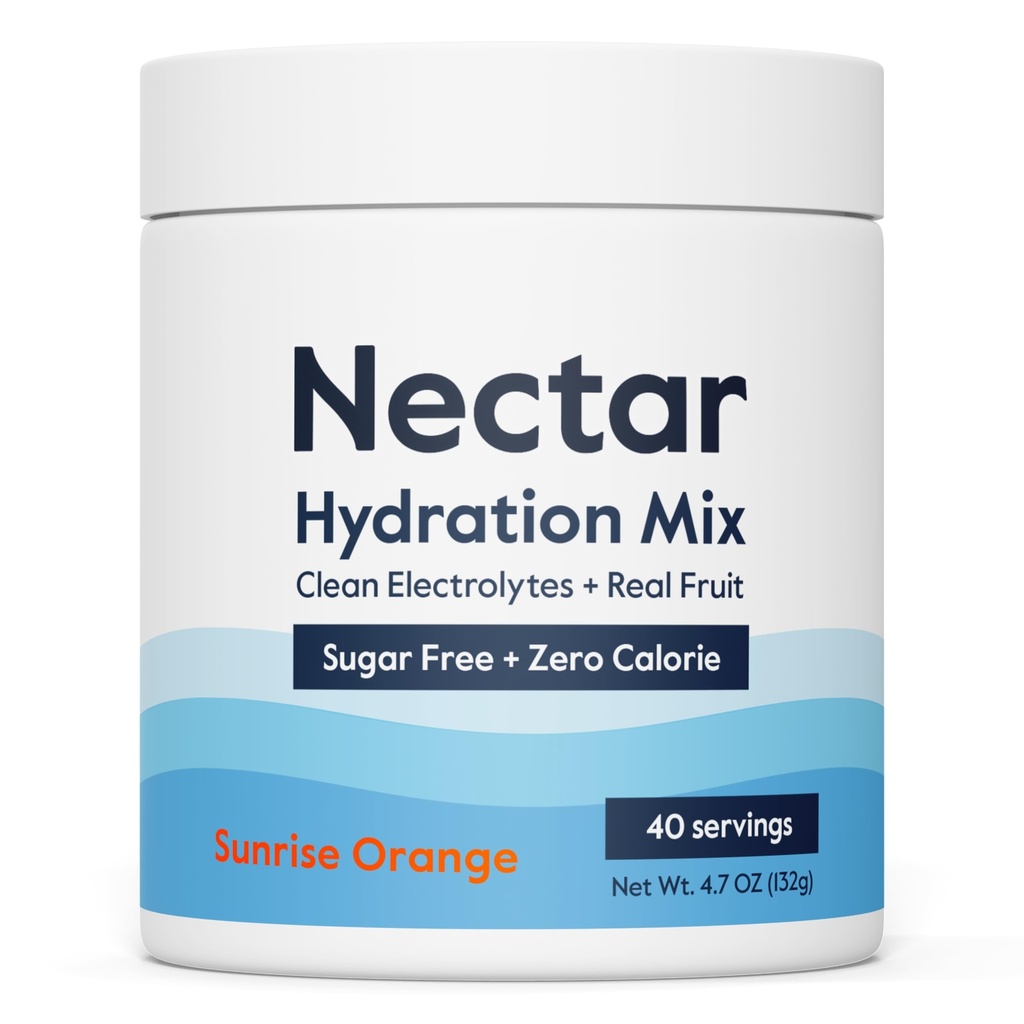 Nectar Sugar Free Electrolytes Powder - Organic Fruit No Sugar or Calories - Hydration Powder for Dehydration Relief and Rapid Rehydration - Keto og Paleo (Orange 40 Serving Tub)
