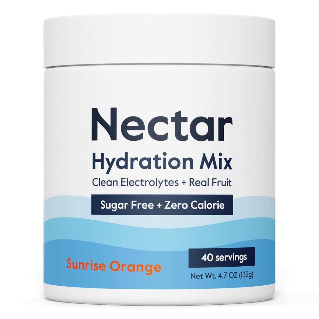 Nectar Sugar Free Electrolytes Powder - Organic Fruit No Sugar or Calories - Hydration Powder for Dehydration Relief and Rapid Rehydration - Keto og Paleo (Orange 40 Serving Tub)