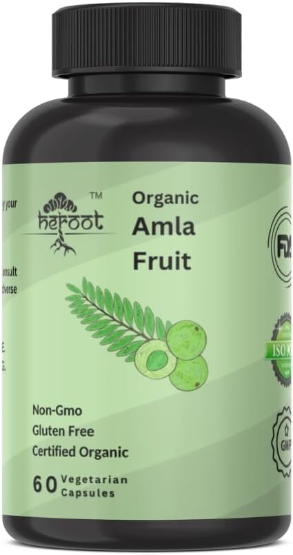Organic Amla Kapsler - Indian Gooseberry til naturlige C-vitamin, Støtte til hud og hår 60 Kapsler