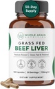 Græs Fed Oksekød Lever Kapsler - 100% Græs Forhøjet - Ingen Fylder eller Flow Agents - 120 Grev 3,000mg Servering - 30-dages forsyning - Jern og energi - Græs fodret Desikeret Lever supplement