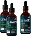 E2H: Chlorophyll flydende dråber (2 Pack - 4 Fl Oz) og flydende gurkemeje (enkelt flaske - 2 Fl Oz)