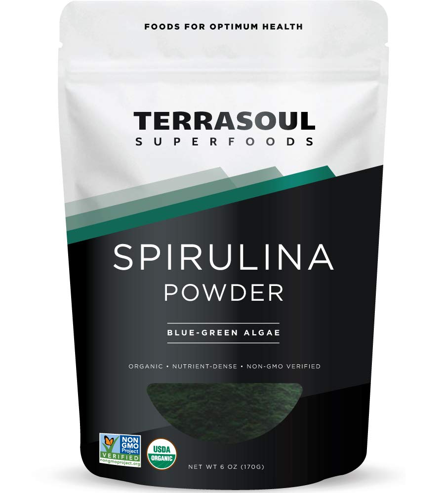 Terrasoul Superfoods Organic Spirulina Powder, 6 Oz, Vegan Protein, Green Superfood Boost til smoothies, afgiftende Elixir, og immunforsvar