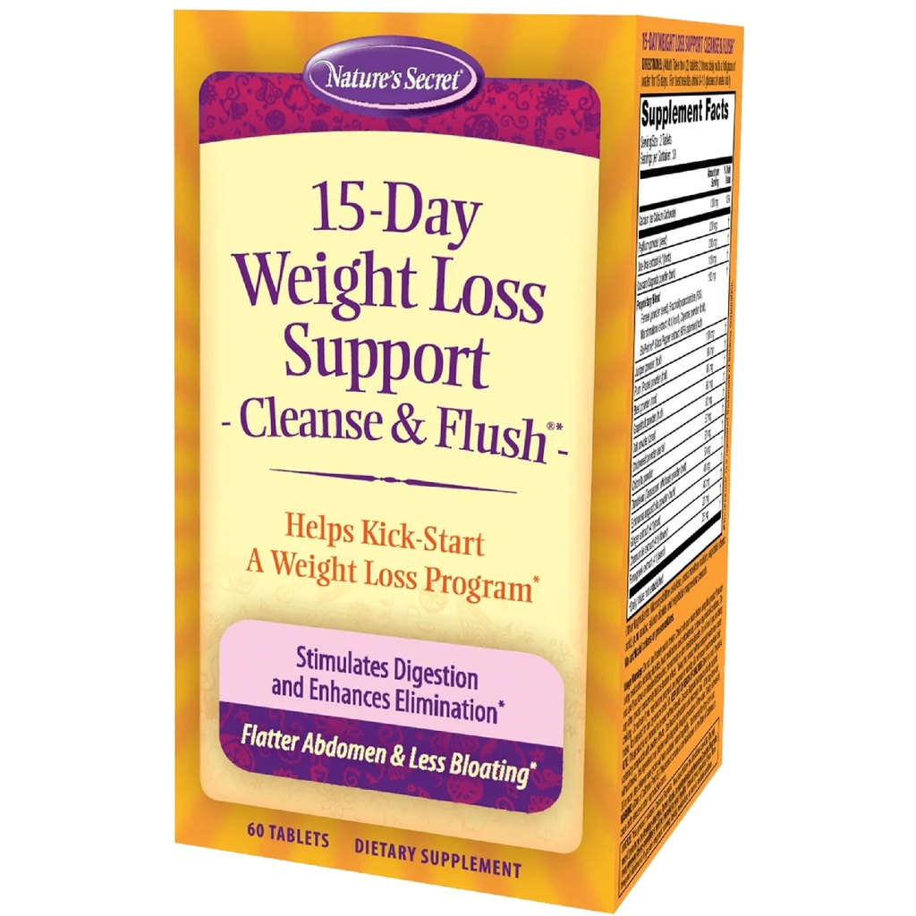 Nature 's Secret 15- Day Vægttab Support & Natural Energy Boost - Rense & Flush Stimulerer fordøjelse, Forbedrer toksin Elimination & Reduceret Bloating med healing urter & Probiotika - 60 tabletter